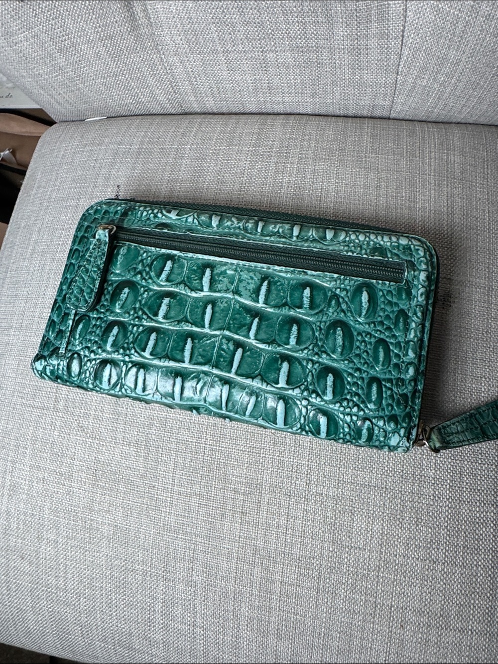 Brahmin Emerald Green Croc-Embossed Zip Wallet - Picture 3 of 5